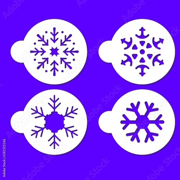 Fototapeta snowflake blue stencil art set