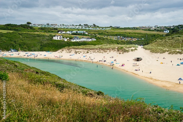 Fototapeta Gannel estuary and Crantock Beach