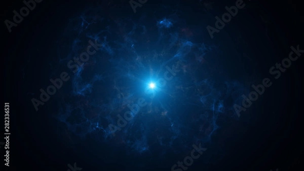 Fototapeta Colorful shock wave consisting particles. VFX elements, Graphic Elements. Light beam, shine through the clouds, dust, nebulae of outer space. 3D Rendering