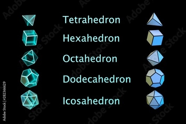 Fototapeta Regularny wielościan. Platońska bryła. Renderowanie 3d