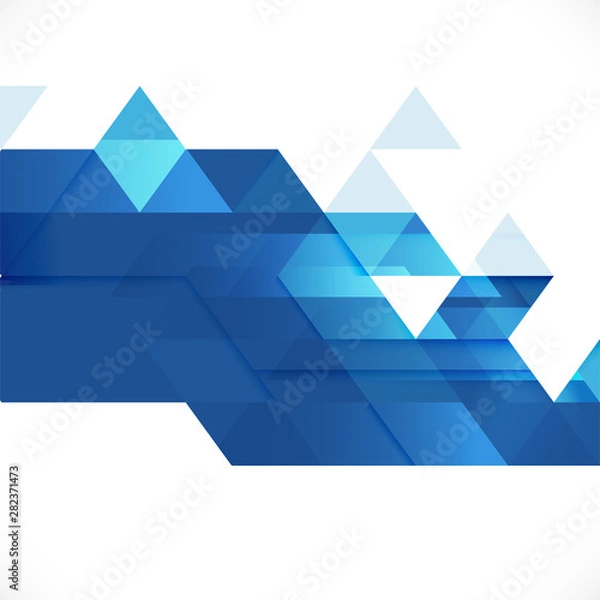 Fototapeta Abstract blue geometric layout template on white background with white space on bottom position. Modern background for business or technology, cover, online presentation website element.