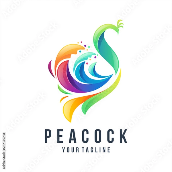 Obraz awesome gradient peacock logo design