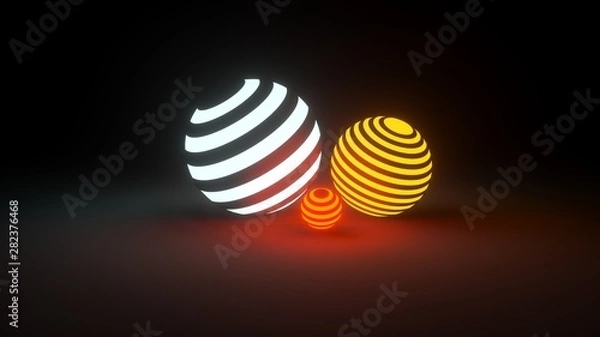 Fototapeta 3d rendering,The ball is glowing lights on black.