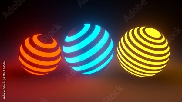 Fototapeta 3d rendering,The ball is glowing lights on black.