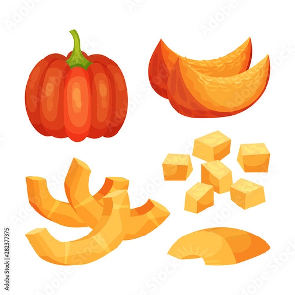 Fototapeta Set of pumpkins. Vector illustration on white background.