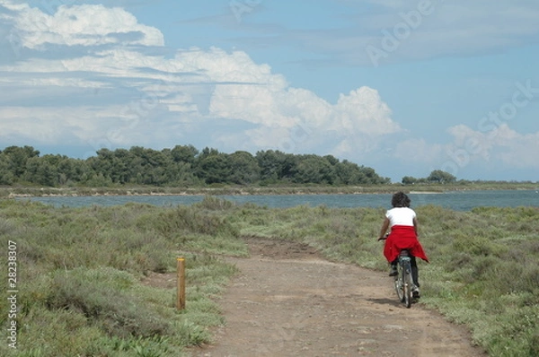 Fototapeta à vélo dans les anciens salins de Frontignan