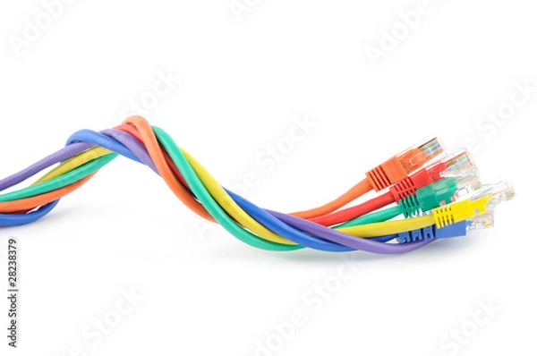 Fototapeta Multi colored computer cables