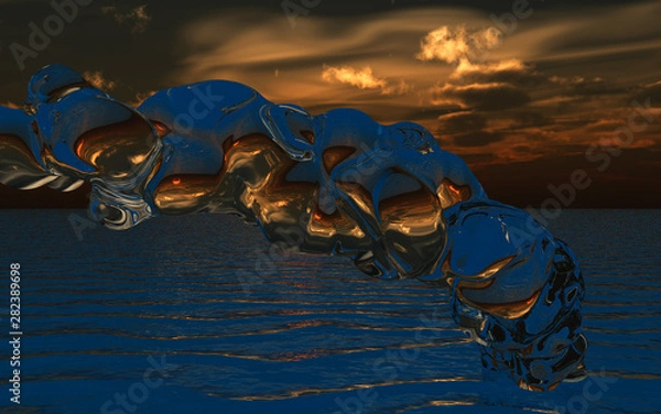 Fototapeta Particle of the drop of water made in 3D Render