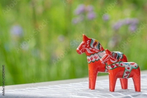 Obraz Traditional Sweden background with horses