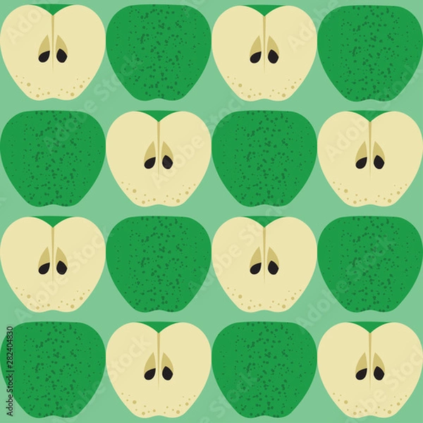 Obraz Retro green apple seamless pattern