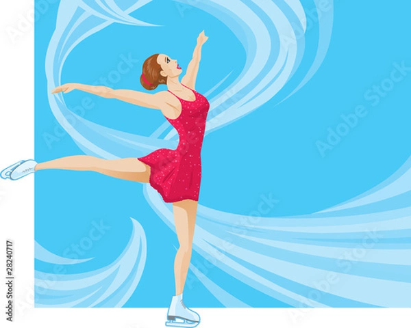 Obraz Figure Skater on a flowing background.