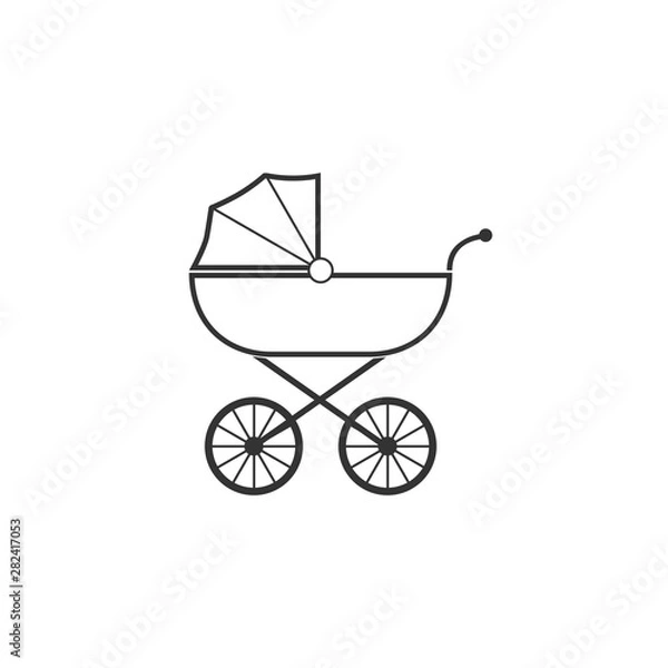 Fototapeta Baby, carriage, buggy, pram, stroller, wheel icon. Vector illustration, flat design.