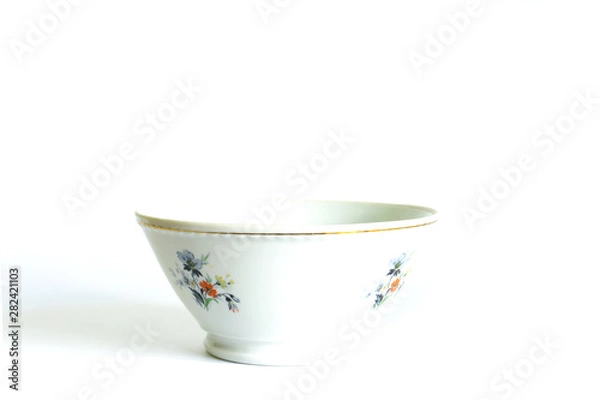 Obraz white old soup plate with enameled designs