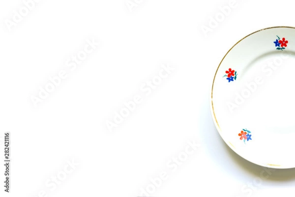 Obraz simple old fashioned vintage plate on a white background with designer offset