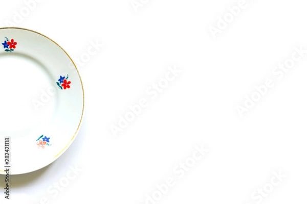 Obraz simple old fashioned vintage plate on a white background with designer offset