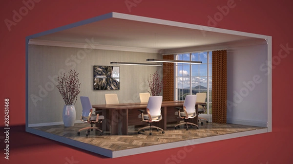Obraz Office interior in a box. 3D illustration