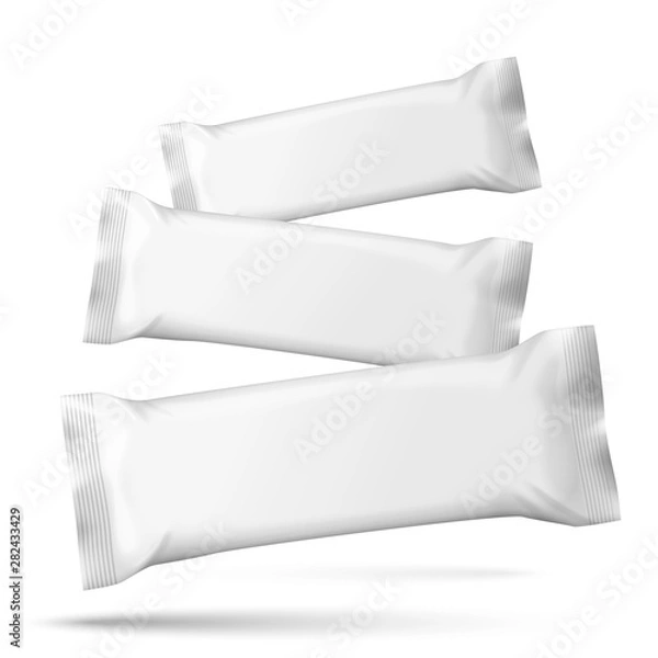 Fototapeta Vector realistic 3d falling packs for chocolate, candies, wafers etc.  Mock-up for product package branding.