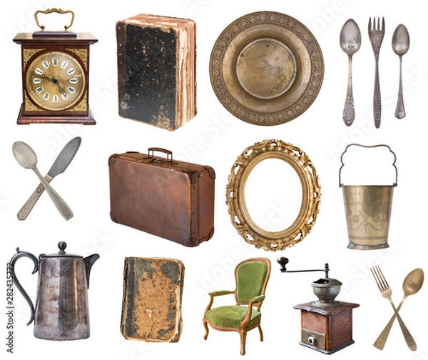 Fototapeta Set of a huge amount gorgeous old vintage items.