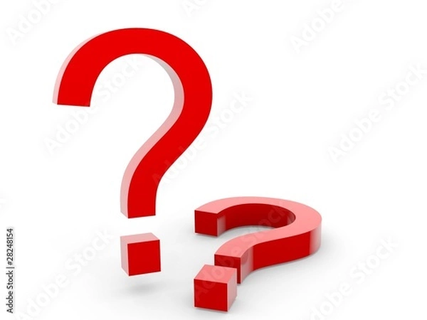 Fototapeta Two red Questionmarks on white Background