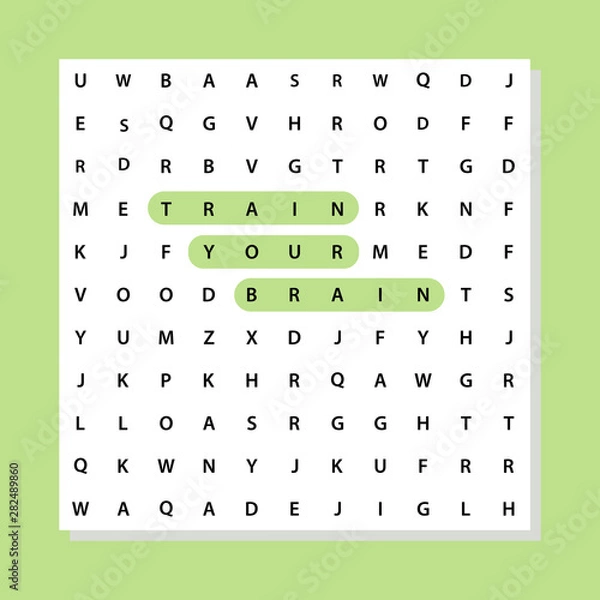 Obraz Train your brain phrase in a word search game. Education concept. Aging problem.
