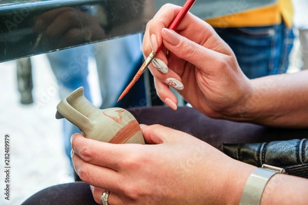 Fototapeta paint crock pots handmade work