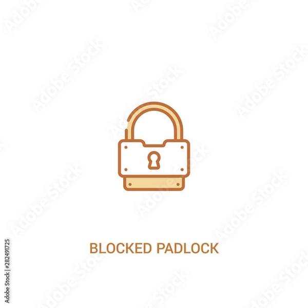 Obraz blocked padlock concept 2 colored icon. simple line element illustration. outline brown blocked padlock symbol. can be used for web and mobile ui/ux.