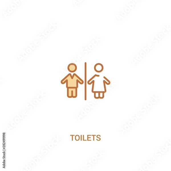 Fototapeta toilets concept 2 colored icon. simple line element illustration. outline brown toilets symbol. can be used for web and mobile ui/ux.