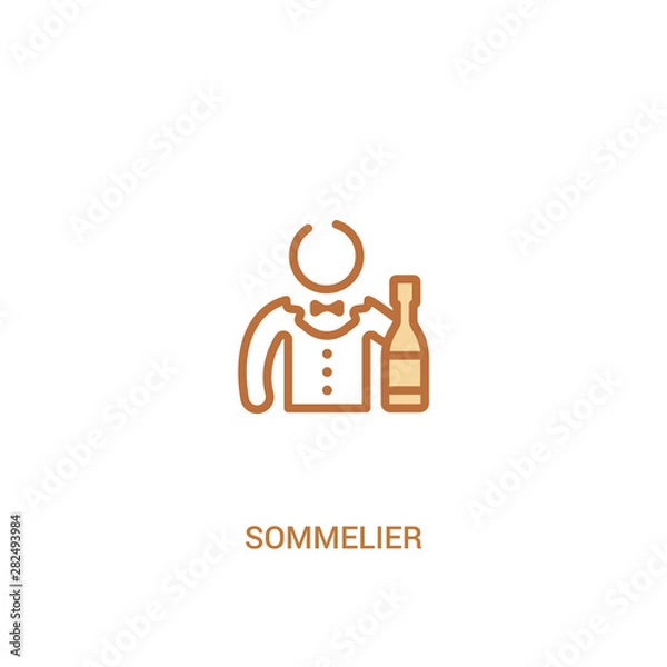 Fototapeta sommelier concept 2 colored icon. simple line element illustration. outline brown sommelier symbol. can be used for web and mobile ui/ux.