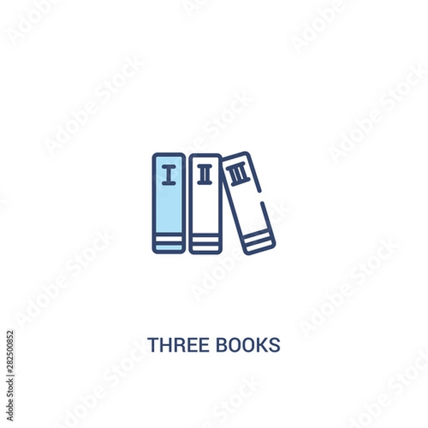 Fototapeta three books concept 2 colored icon. simple line element illustration. outline blue three books symbol. can be used for web and mobile ui/ux.