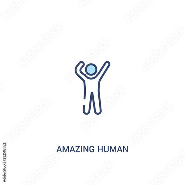 Fototapeta amazing human concept 2 colored icon. simple line element illustration. outline blue amazing human symbol. can be used for web and mobile ui/ux.