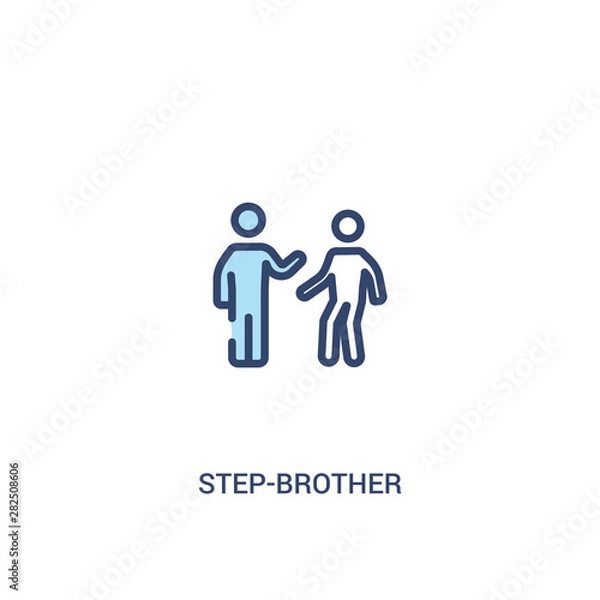 Fototapeta step-brother concept 2 colored icon. simple line element illustration. outline blue step-brother symbol. can be used for web and mobile ui/ux.