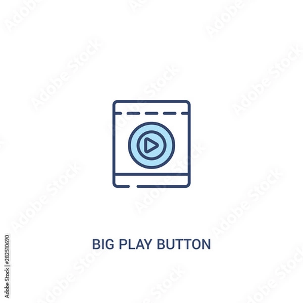 Obraz big play button concept 2 colored icon. simple line element illustration. outline blue big play button symbol. can be used for web and mobile ui/ux.