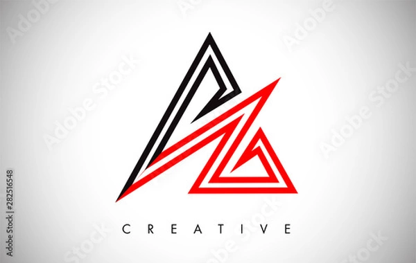 Fototapeta A Letter Red and Black Design Logo. Letter A Icon Logo with Modern Monogram