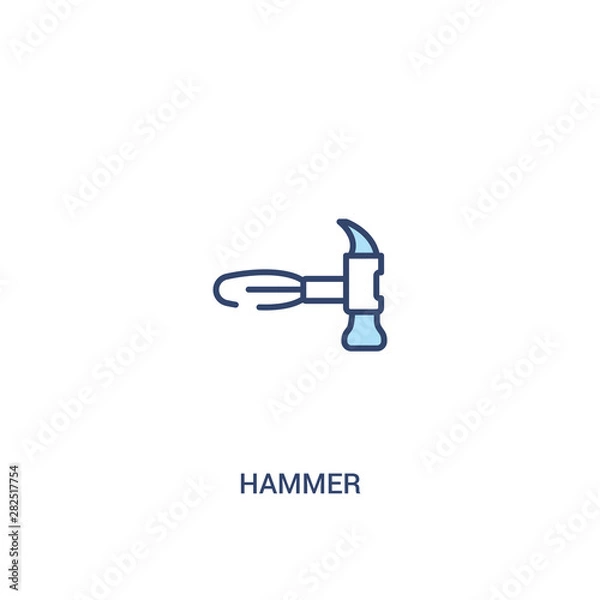 Fototapeta hammer concept 2 colored icon. simple line element illustration. outline blue hammer symbol. can be used for web and mobile ui/ux.