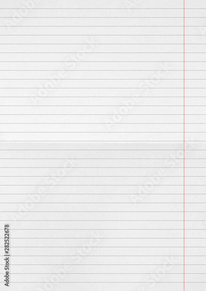 Fototapeta Lined paper white background texture.