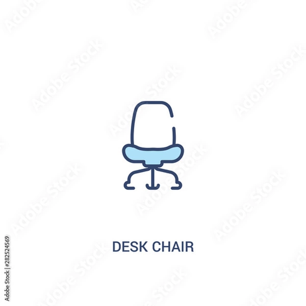 Fototapeta desk chair concept 2 colored icon. simple line element illustration. outline blue desk chair symbol. can be used for web and mobile ui/ux.