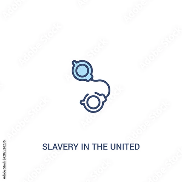 Fototapeta slavery in the united states concept 2 colored icon. simple line element illustration. outline blue slavery in the united states symbol. can be used for web and mobile ui/ux.
