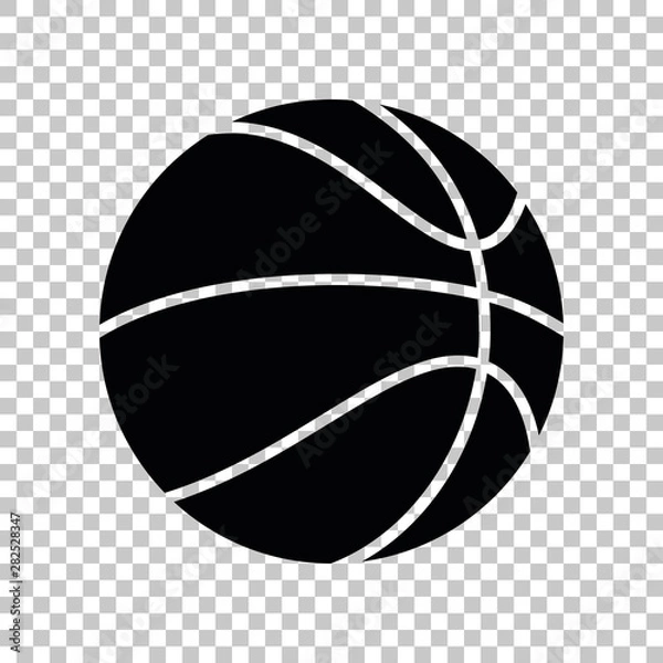 Fototapeta Basketball sign. Black icon on transparent background. Illustration.