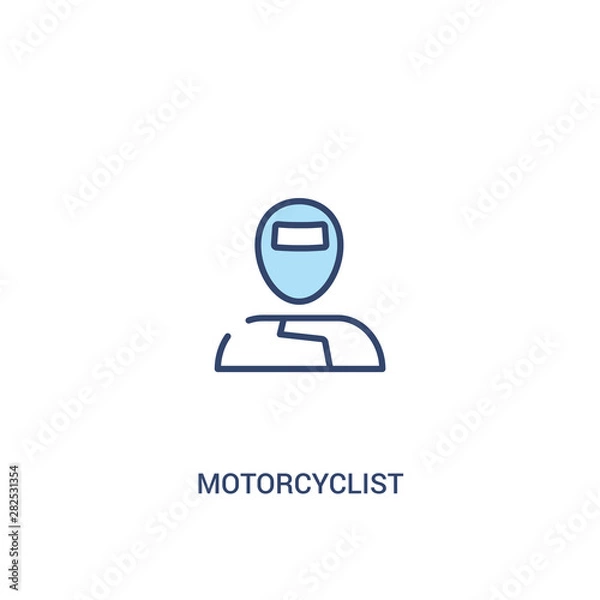 Fototapeta motorcyclist concept 2 colored icon. simple line element illustration. outline blue motorcyclist symbol. can be used for web and mobile ui/ux.