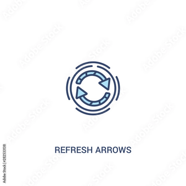 Fototapeta refresh arrows concept 2 colored icon. simple line element illustration. outline blue refresh arrows symbol. can be used for web and mobile ui/ux.