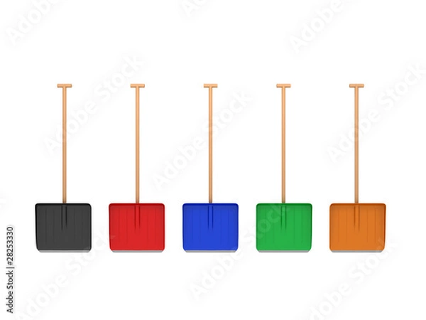Obraz Five colored snow shovel 3d render