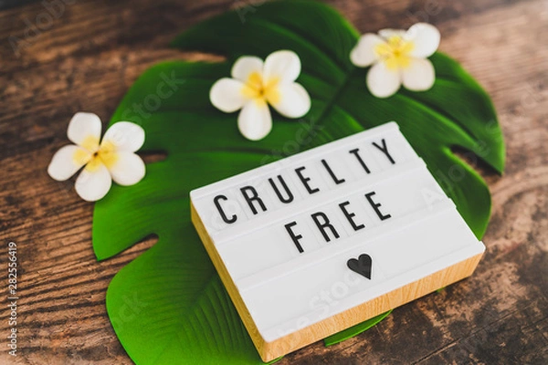 Obraz cruelty free message on lightbox vegan products and ethics