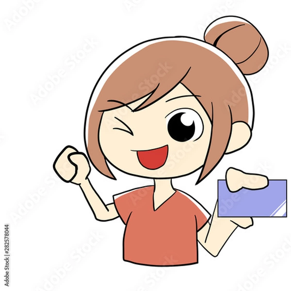 Fototapeta ポイントカードを持つ女性