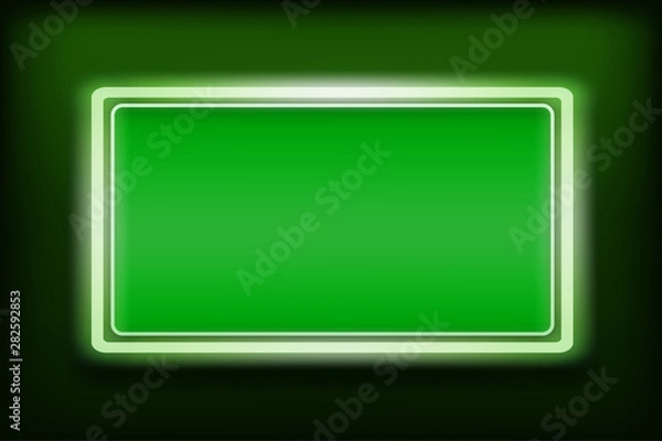 Fototapeta Vector illustration image of Green square neon frame