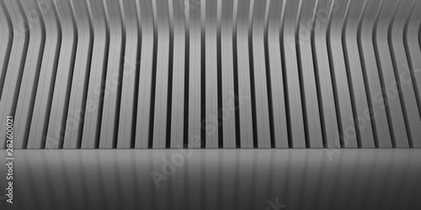 Fototapeta Abstract of concrete space with sun light cast shadow on the surface,Smooth rhythm structure design,Perspective of brutalism  architecture,3d rendering	