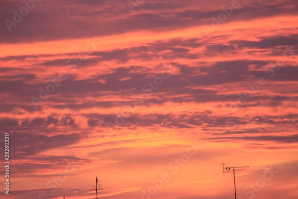 Fototapeta Sunset in a small town