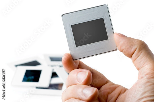 Fototapeta Old slide on white background