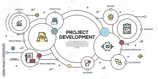 Fototapeta PROJECT DEVELOPMENT VECTOR CONCEPT AND INFOGRAPHIC DESIGN