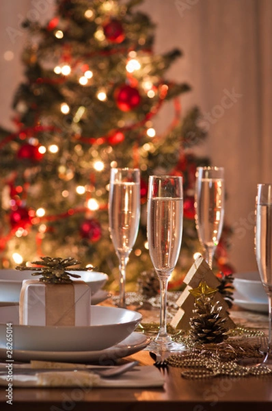 Fototapeta A decorated christmas dining table