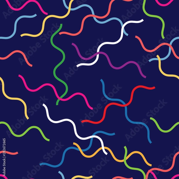 Fototapeta Colorful Wavy Line on Dark Pattern seamless Pattern vector